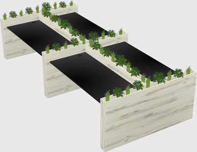 Rectangular shared desk