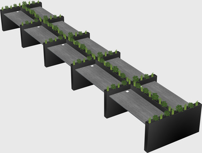 Rectangular shared desk