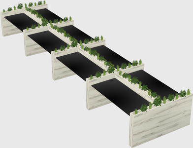 Rectangular shared desk