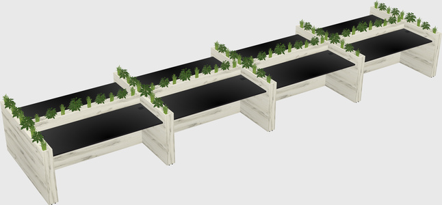 Rectangular shared desk