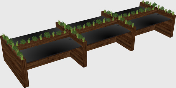 Rectangular shared desk