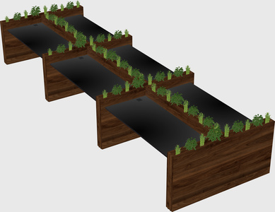Rectangular shared desk