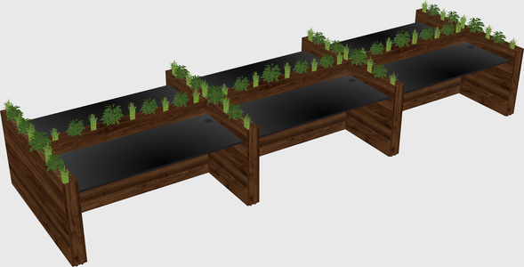 Rectangular shared desk