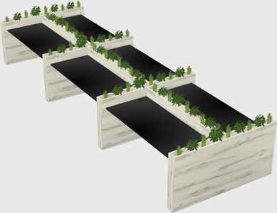 Rectangular shared desk