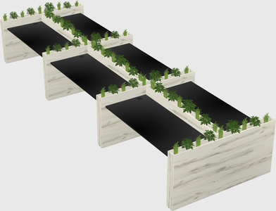 Rectangular shared desk