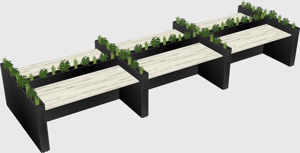 Rectangular shared desk