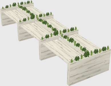 Rectangular shared desk