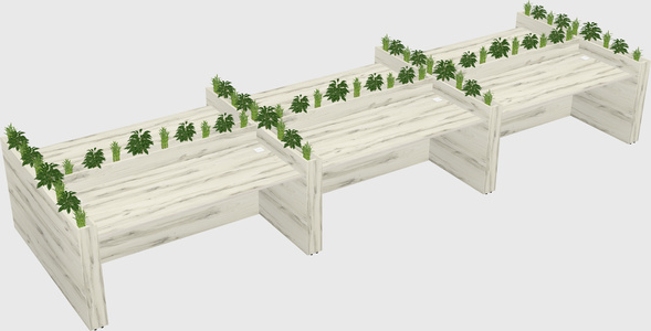 Rectangular shared desk
