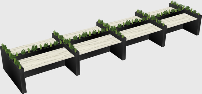 Rectangular shared desk