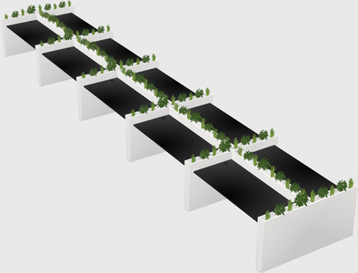 Rectangular shared desk