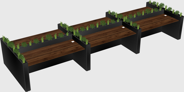 Rectangular shared desk