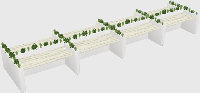 Rectangular shared desk