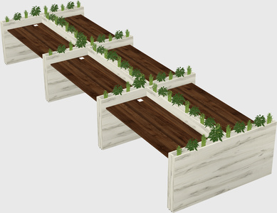 Rectangular shared desk