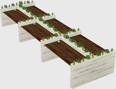 Rectangular shared desk