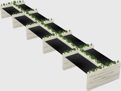 Rectangular shared desk
