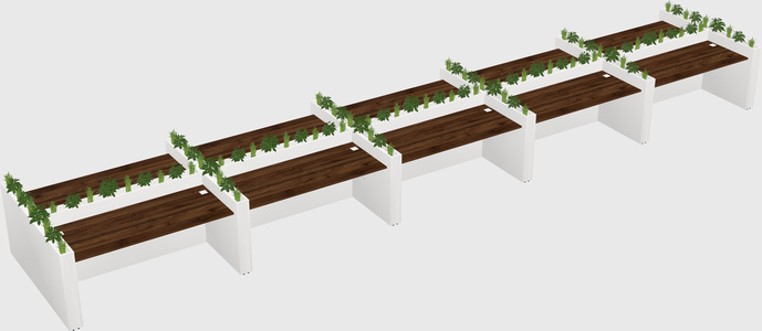 Rectangular shared desk
