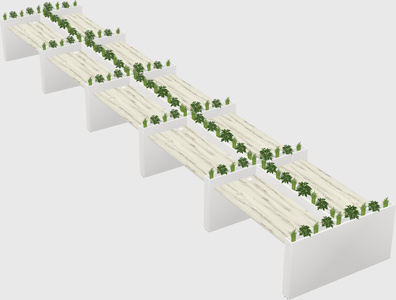 Rectangular shared desk