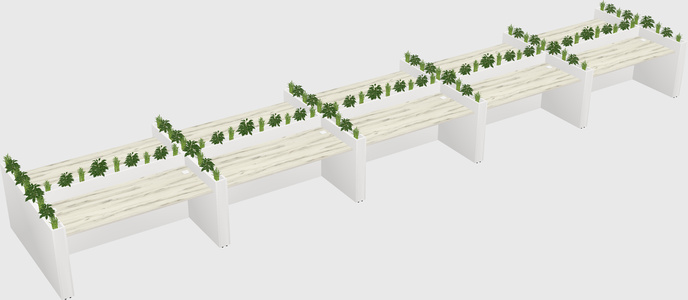 Rectangular shared desk