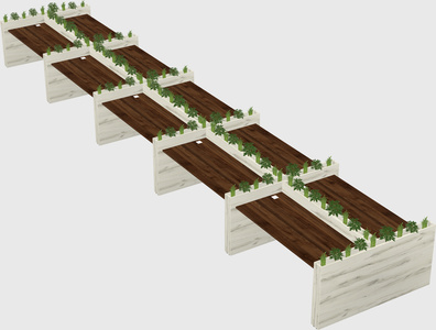 Rectangular shared desk