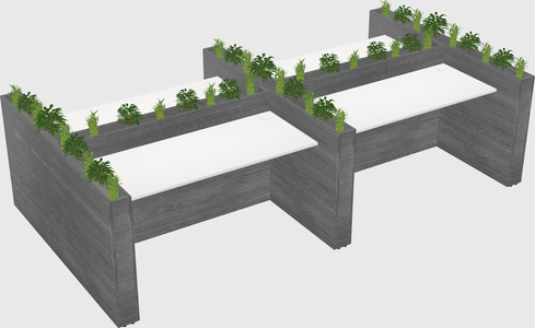 Rectangular shared desk