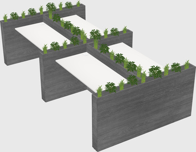 Rectangular shared desk
