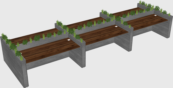 Rectangular shared desk