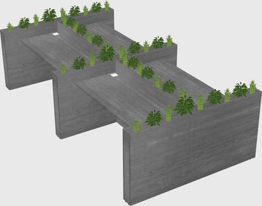 Rectangular shared desk