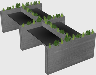 Rectangular shared desk