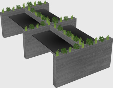 Rectangular shared desk