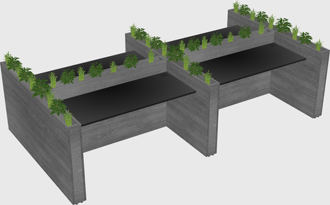 Rectangular shared desk