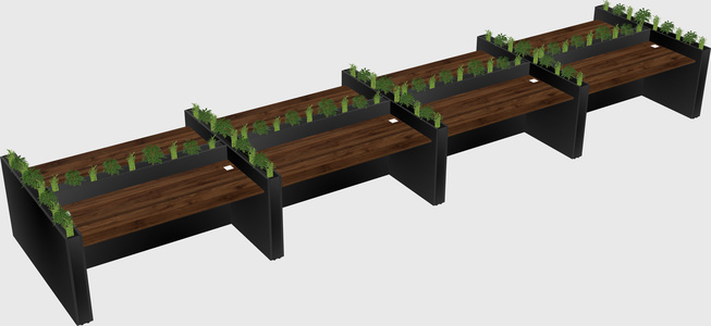 Rectangular shared desk