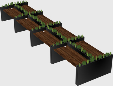 Rectangular shared desk