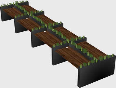 Rectangular shared desk