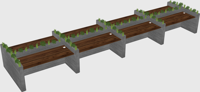 Rectangular shared desk