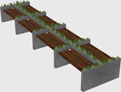 Rectangular shared desk