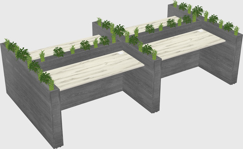 Rectangular shared desk