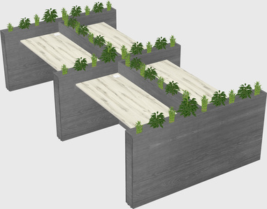 Rectangular shared desk