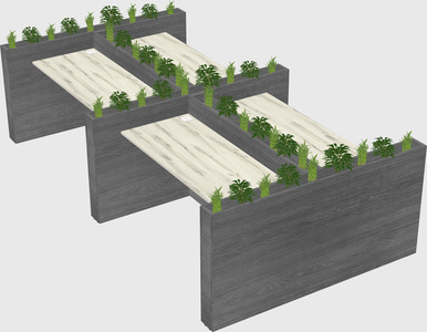 Rectangular shared desk