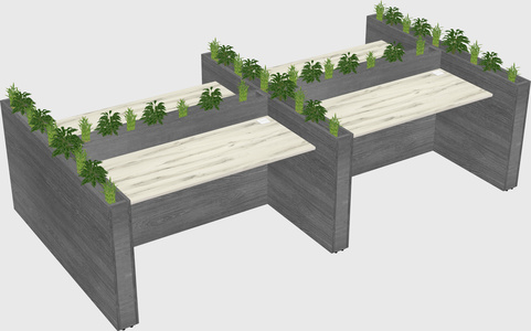 Rectangular shared desk