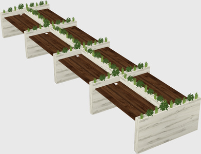 Rectangular shared desk