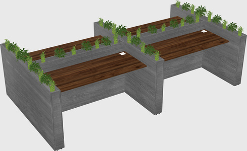 Rectangular shared desk