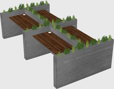 Rectangular shared desk
