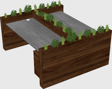 Rectangular shared desk