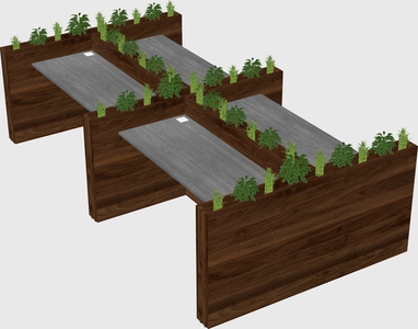 Rectangular shared desk
