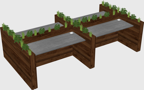 Rectangular shared desk