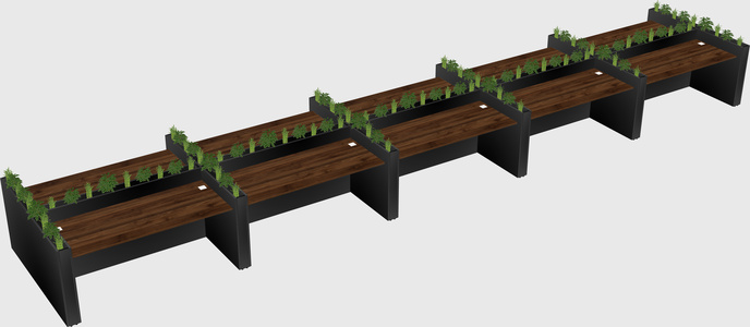 Rectangular shared desk
