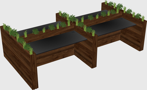 Rectangular shared desk