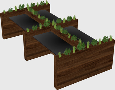 Rectangular shared desk