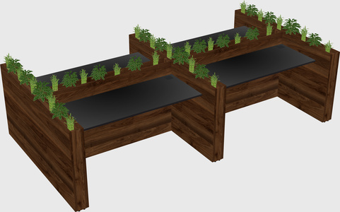 Rectangular shared desk