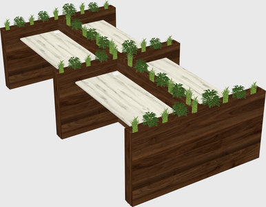 Rectangular shared desk